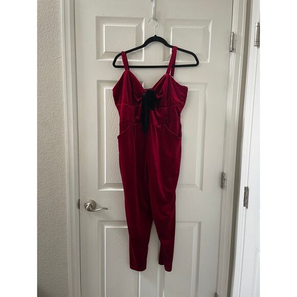 Unique Vintage Velve 1950s Burgundy Crushed Velvet Cropped Jumpsuit Sz 2X #45 - Picture 6 of 6